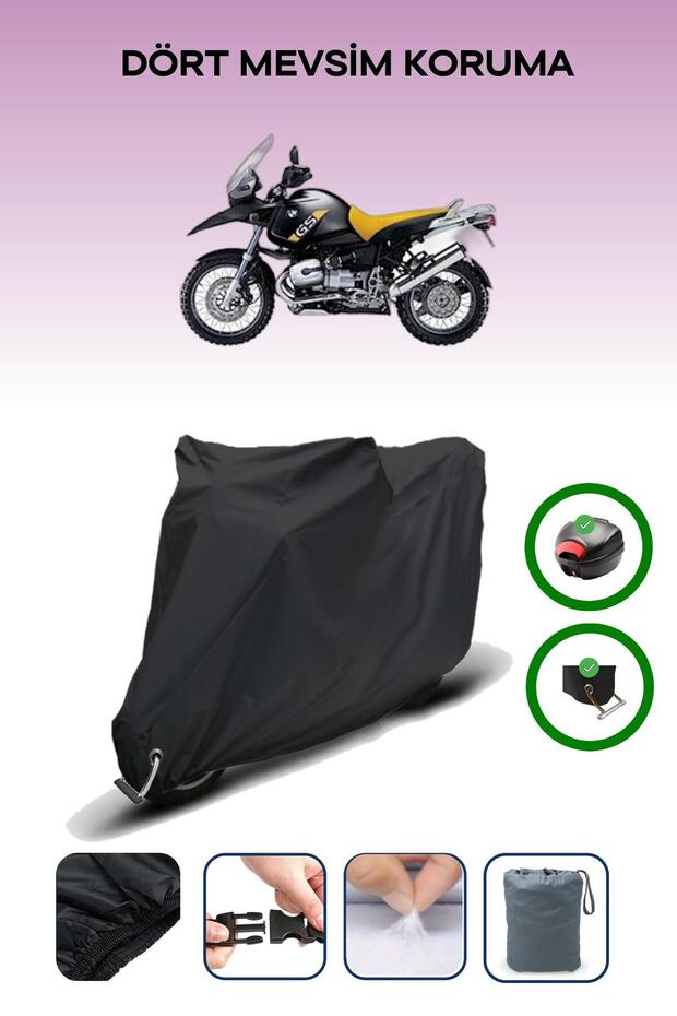 Black Rear Case and Lock Compatible Bmw R 1150 Gs Adventure Compatible Motorcycle Tarpaulin