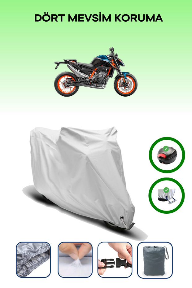 Gray Tail Bag and Lock Compatible Ktm 890 Duke R Compatible Motorcycle Tarpaulin