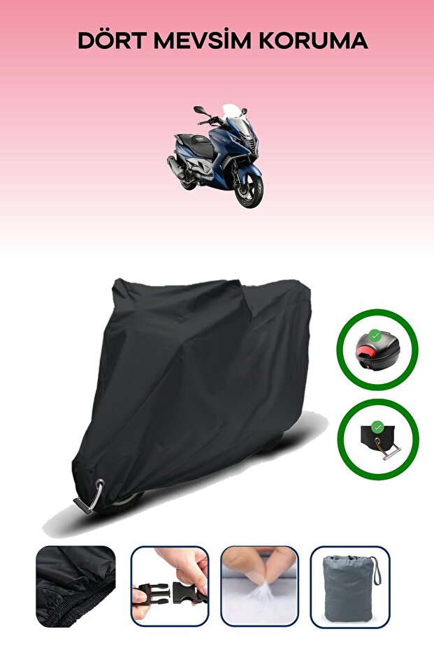 Black Rear Bag and Lock Compatible Arora Gt 125 Compatible Motorcycle Tarpaulin