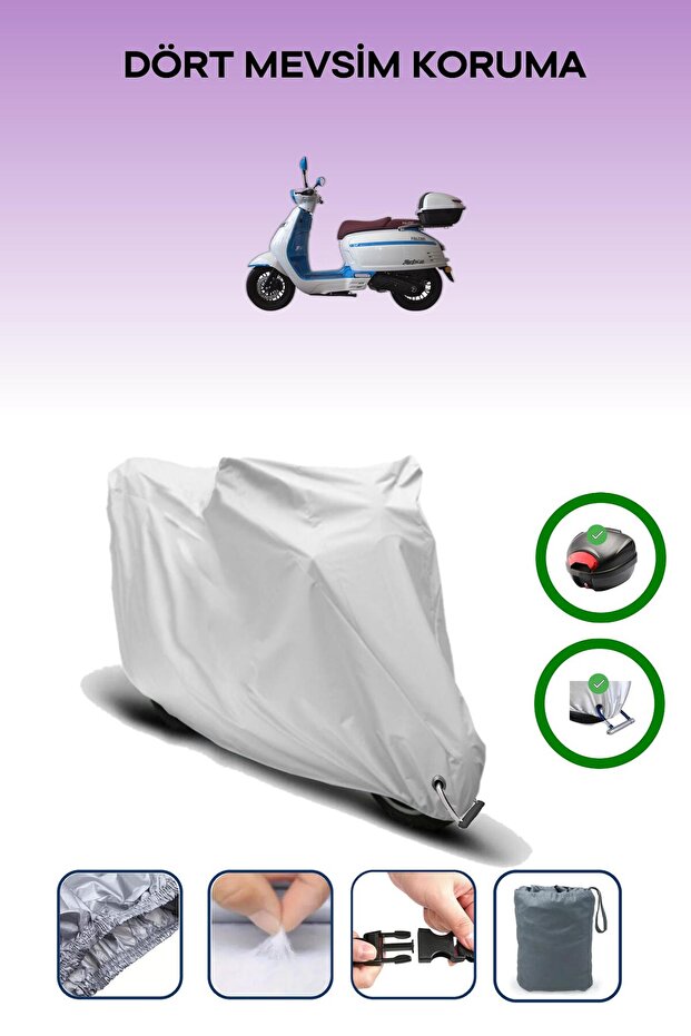 Gray Rear Bag and Lock Compatible Falcon Martini 50 Compatible Motor Tarpaulin