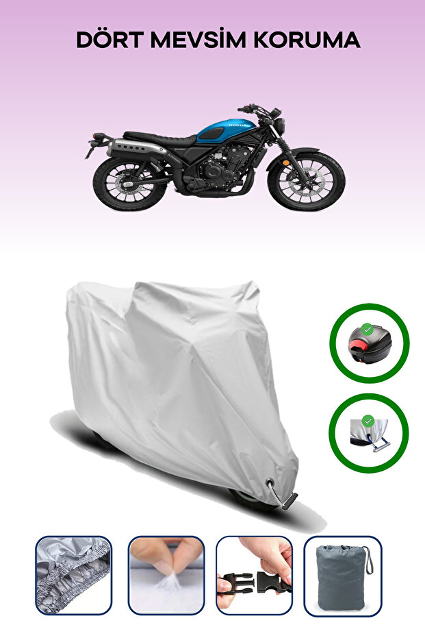 Gray Rear Bag and Lock Compatible Honda Cl 250 Compatible Motorcycle Tarpaulin