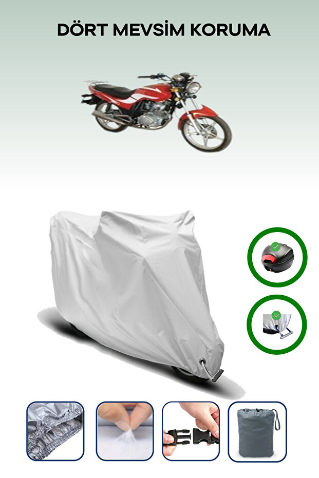 Gray Rear Bag and Lock Compatible Bisan Shalter Compatible Motorcycle Tarpaulin