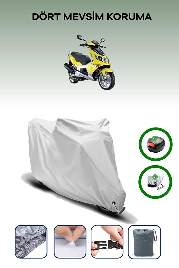 Gray Rear Bag and Lock Compatible Kanuni Bobcat 150 Compatible Engine Tarpaulin