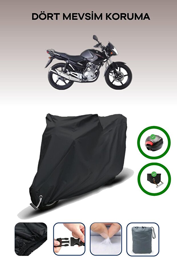 Black Rear Bag and Lock Compatible Yamaha Ybr 125 Compatible Motorcycle Tarpaulin