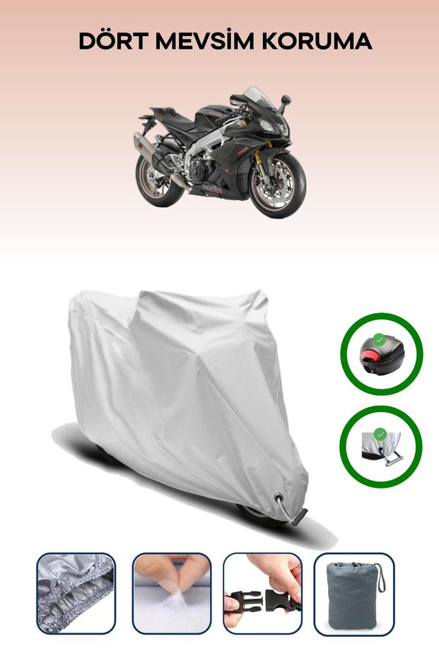 Gray Tail Bag and Lock Compatible Aprilia Rsv4 Factory Compatible Motorcycle Tarpaulin
