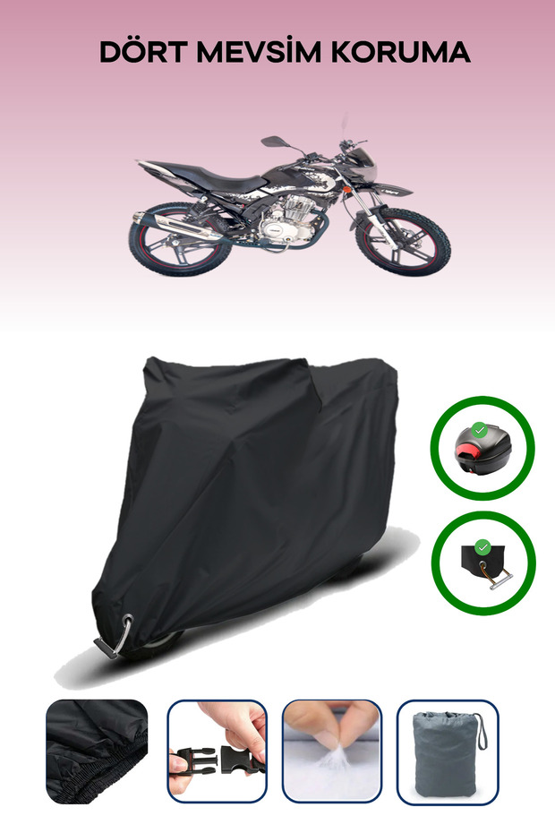 Black Rear Bag and Lock Compatible Falcon Wonder 150 Compatible Motorcycle Tarpaulin