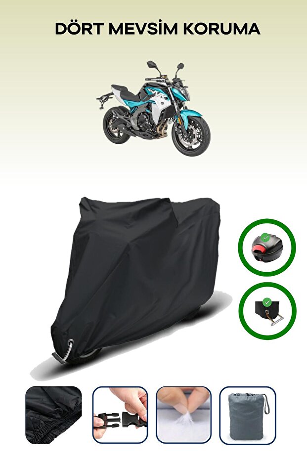 Black Rear Bag and Lock Compatible Cfmoto 450Nk Compatible Motorcycle Tarpaulin