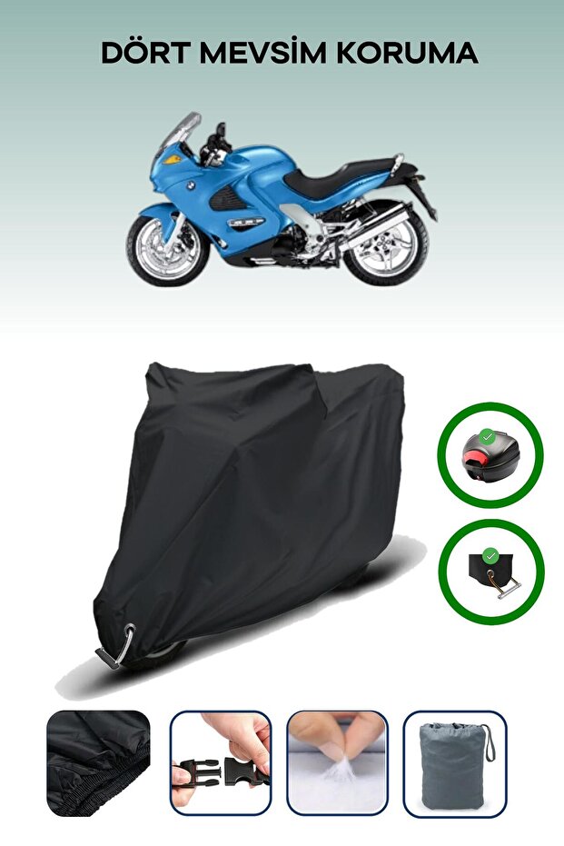 Black Rear Case and Lock Compatible Bmw K 1200 Rs Compatible Motorbike Tarpaulin
