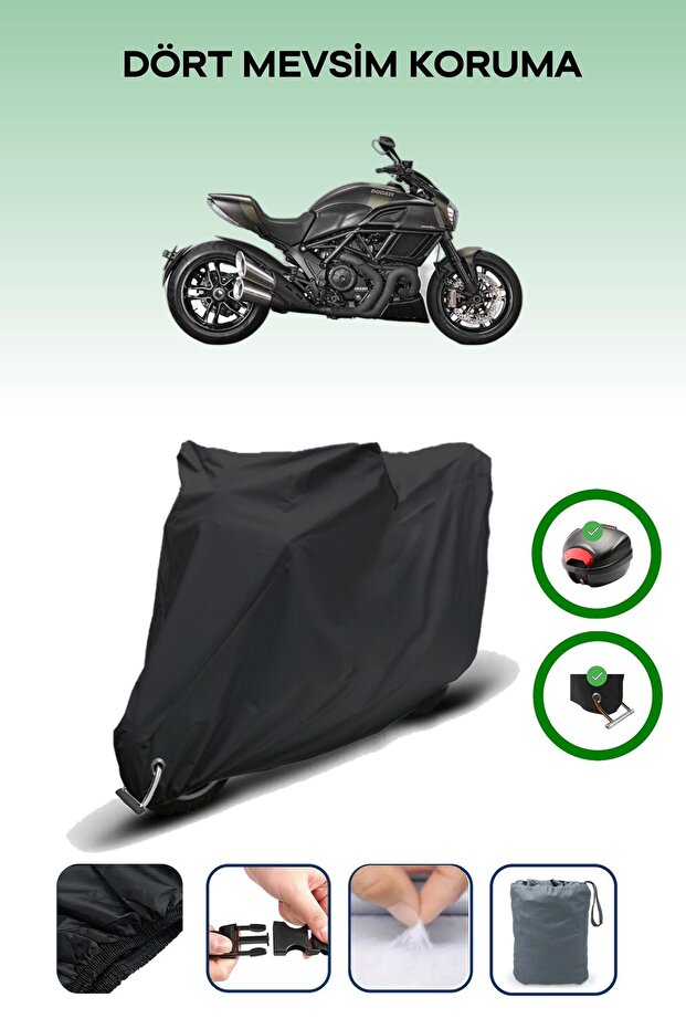 Black Rear Bag and Lock Compatible Ducati Diavel Carbon Compatible Motorcycle Tarpaulin