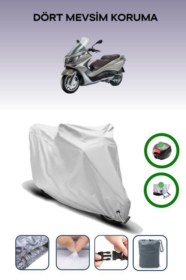 Gray Rear Bag and Lock Compatible Piaggio X10 350 Compatible Motor Tarpaulin