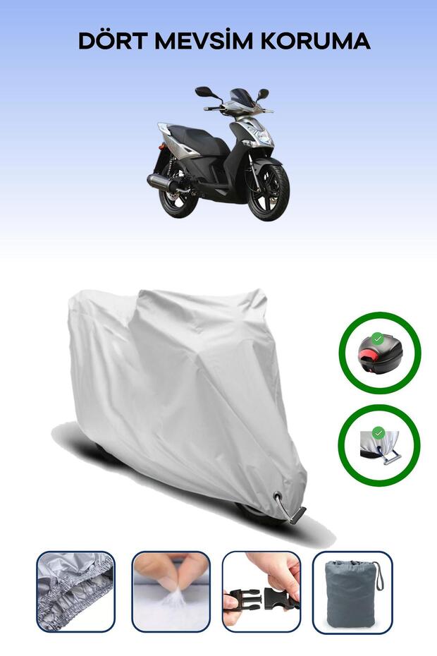 Gray Rear Bag and Lock Compatible Kymco Agility City 200 I Compatible Motorcycle Cover