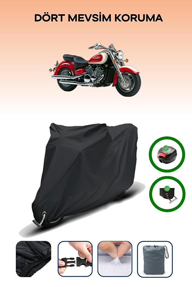 Black Rear Bag and Lock Compatible Yamaha Royal Star Xvz 1300 Compatible Motorcycle Tarpaulin
