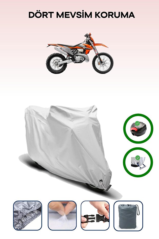 حقيبة خلفية رمادية اللون ومتوافقة مع قماش المحرك المتوافق مع KTM 300 EXC TPI