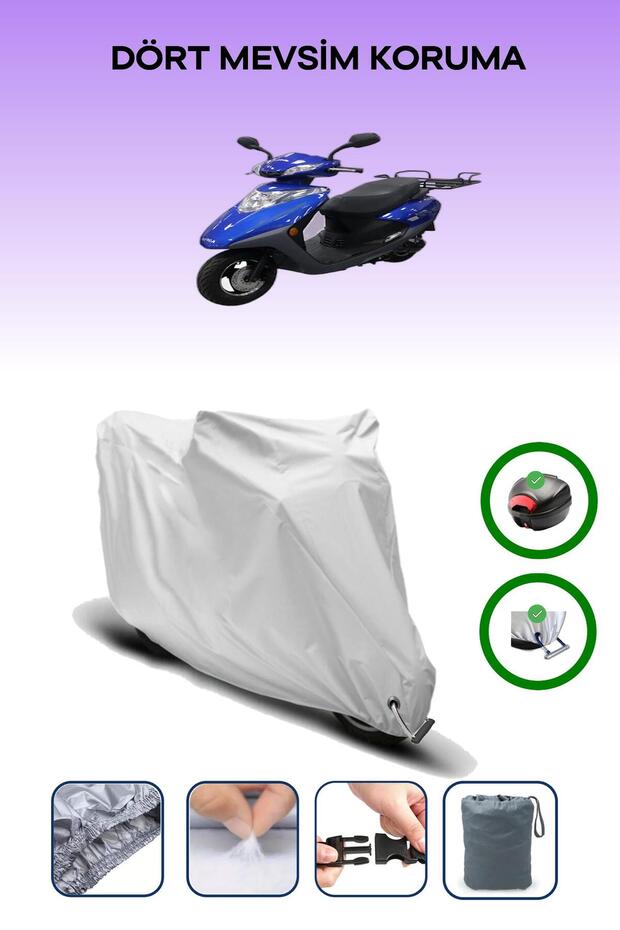 Gray Rear Bag and Lock Compatible King Motor Spica 50 Compatible Motor Tarpaulin