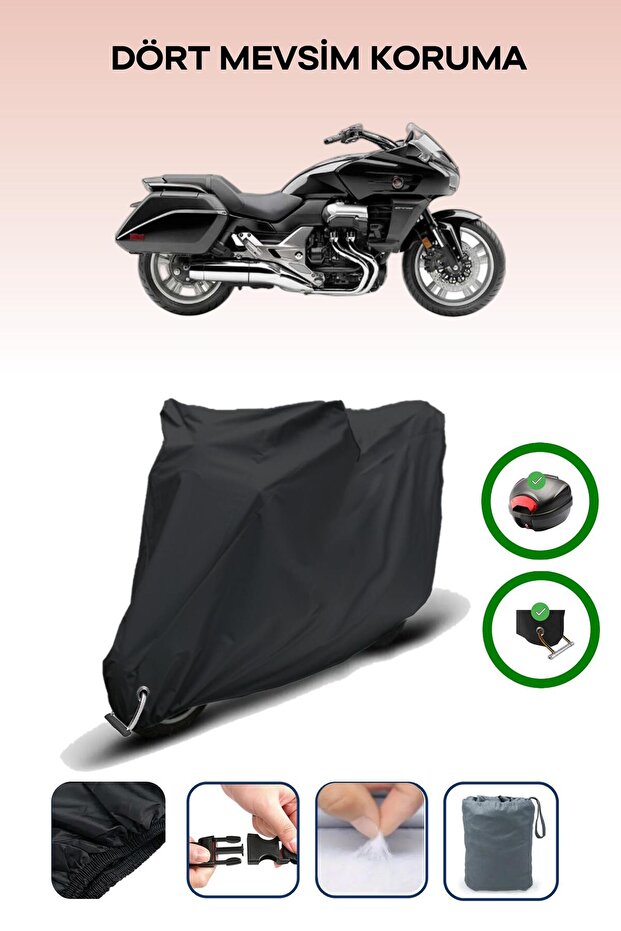 Black Rear Bag and Lock Compatible Honda Ctx 1300 Compatible Motorcycle Tarpaulin