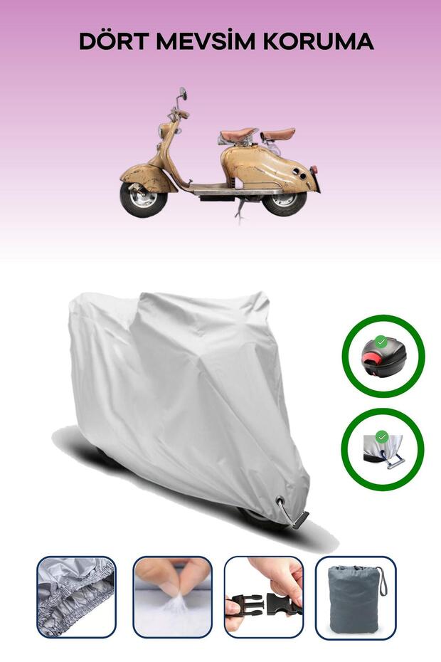 Gray Rear Bag and Lock Compatible Lambretta Innocenti Compatible Motorcycle Cover
