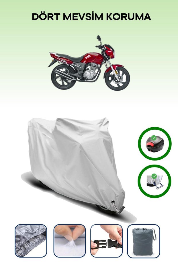 Gray Rear Bag and Lock Compatible Kanuni Puma 150 Compatible Motorcycle Cover