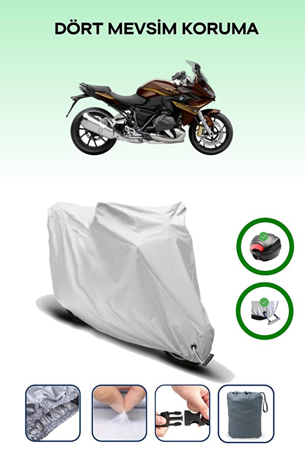 Gray Tail Bag and Lock Compatible Bmw R 1250 Rs Compatible Motorcycle Tarpaulin