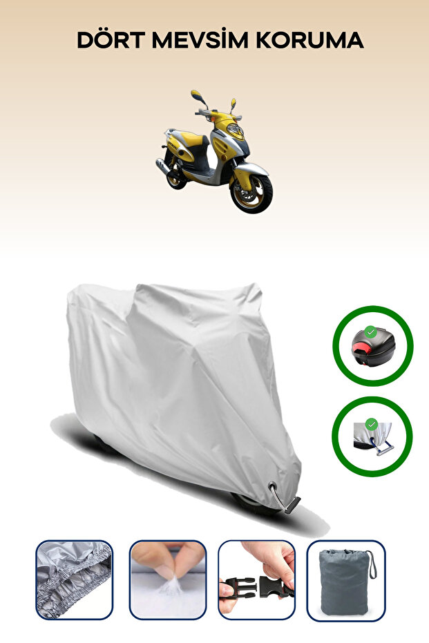 Gray Tail Bag and Lock Compatible Mondial 125 Rr Compatible Motorcycle Tarpaulin