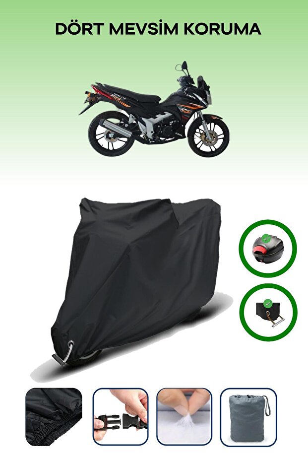 Black Rear Bag and Lock Compatible King Motor Kr-130-16 Compatible Motor Tarpaulin