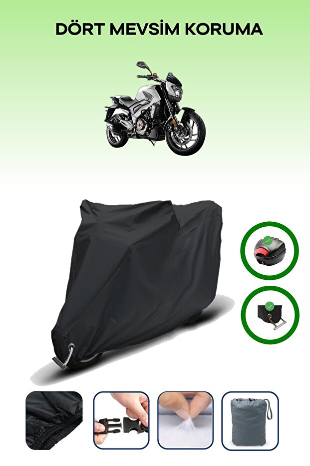 Black Rear Bag and Lock Compatible Bajaj Dominar 400 Compatible Motorcycle Tarpaulin