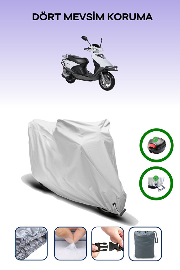 Gray Rear Bag and Lock Compatible Kuba Xf 110 Compatible Motor Tarpaulin