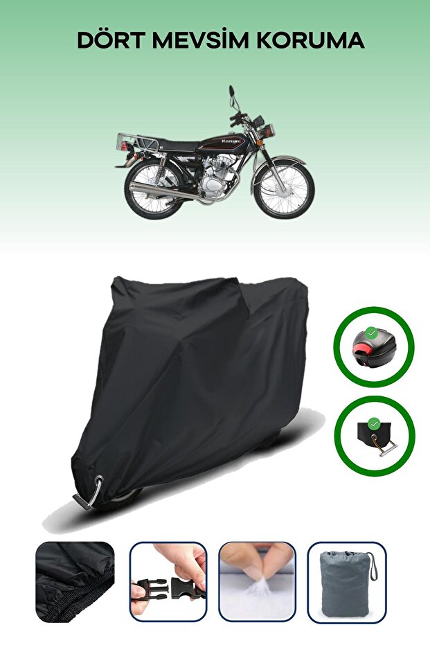Black Rear Bag and Lock Compatible Kanuni Breton 125 Compatible Motorcycle Tarpaulin