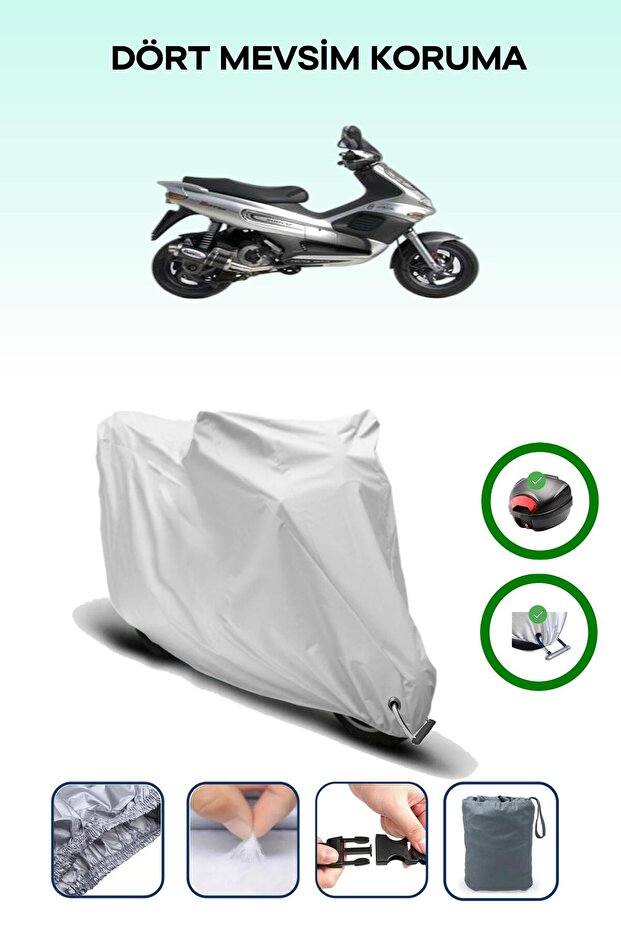 حقيبة خلفية رمادية اللون ومتوافقة مع قماش المحرك المتوافق مع Piaggio Runner 180