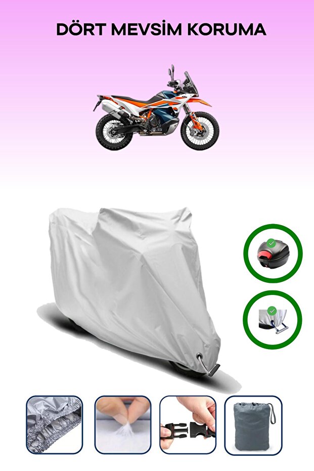 Gray Tail Bag and Lock Compatible Ktm 890 Adventure R Compatible Motorcycle Tarpaulin