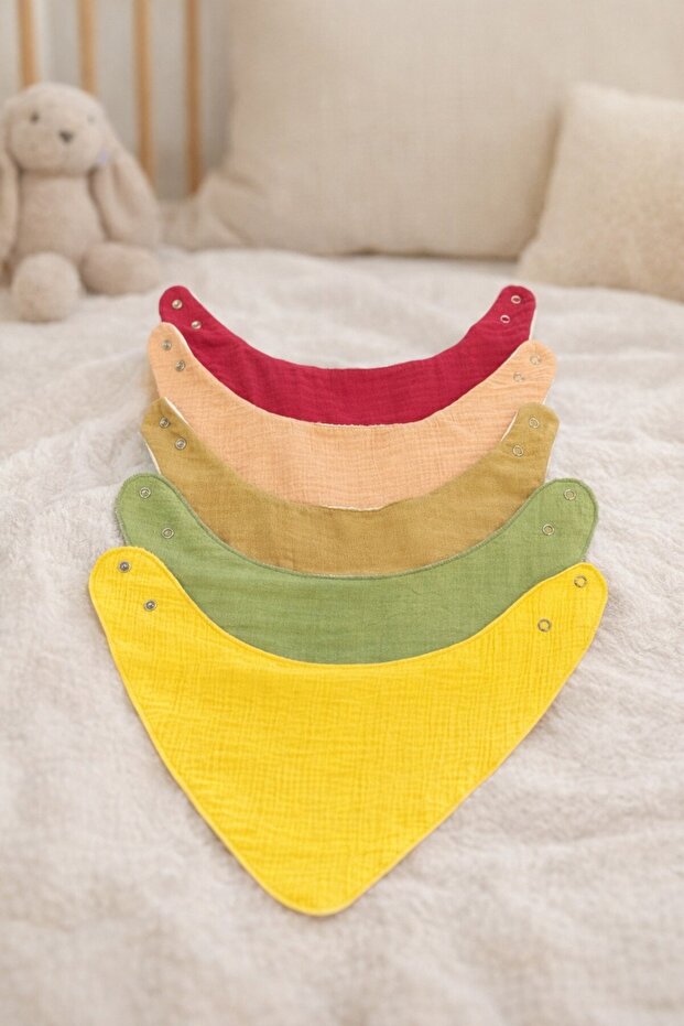 100% Cotton Liquid-Proof Oval Scarf Apron Set of 5