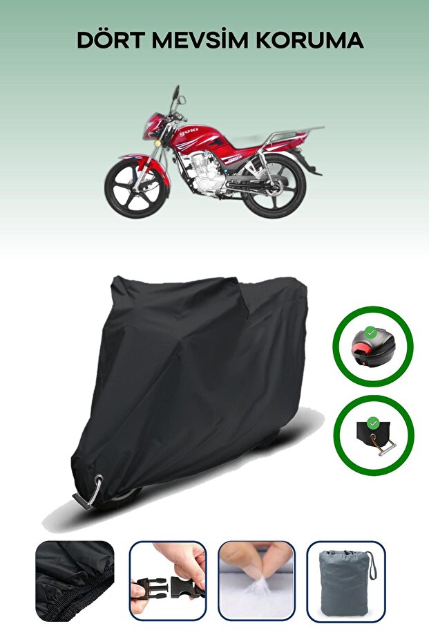 Black Rear Bag and Lock Compatible Yuki Forza 170 Compatible Motorcycle Cover
