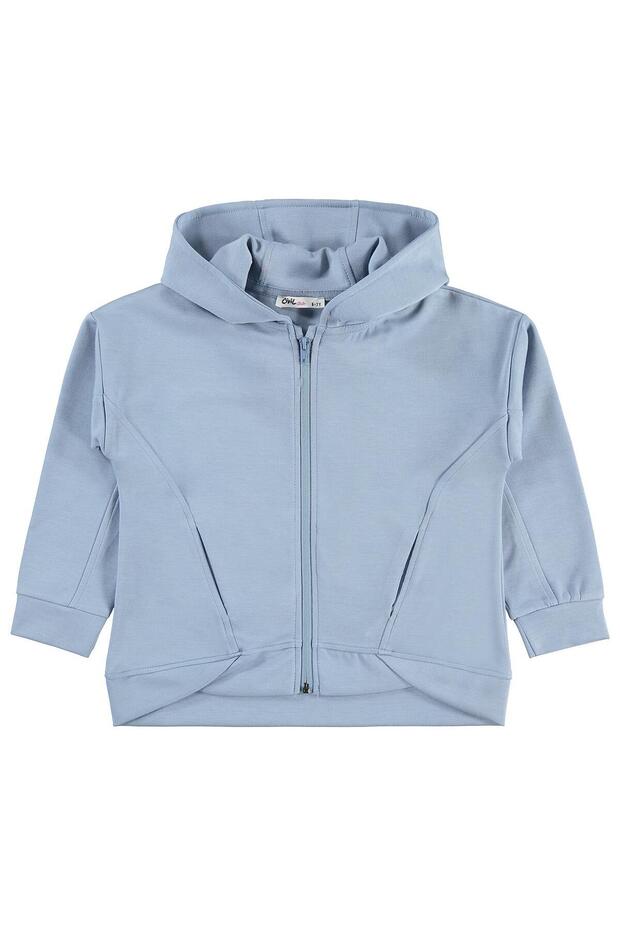 Civil Girl's Cardigan | Double Face Interlock Long Sleeve Hoodie | School Nursery and Daily Use - Blue