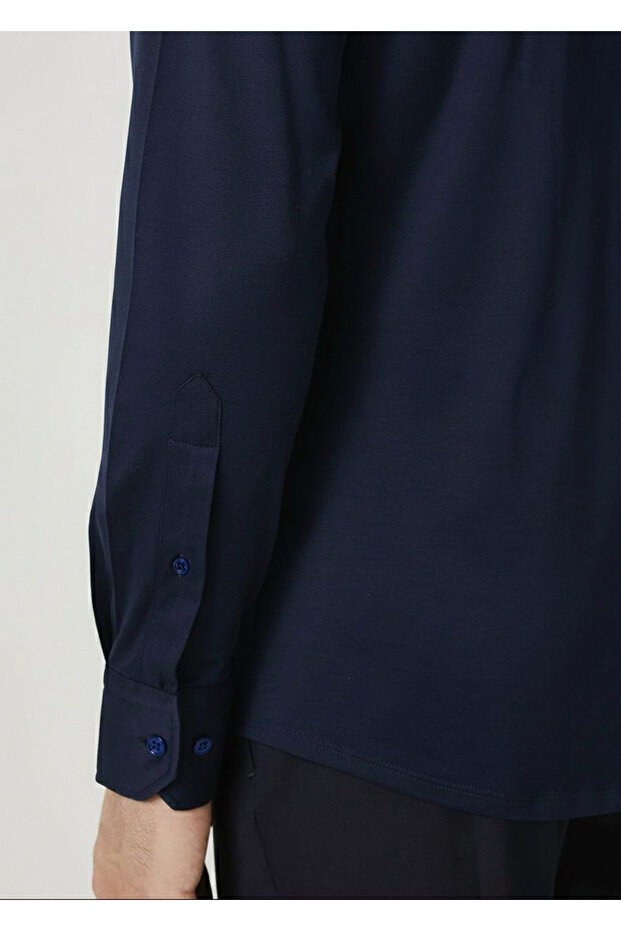 Lacivert Renk Örme Gömlek - 3