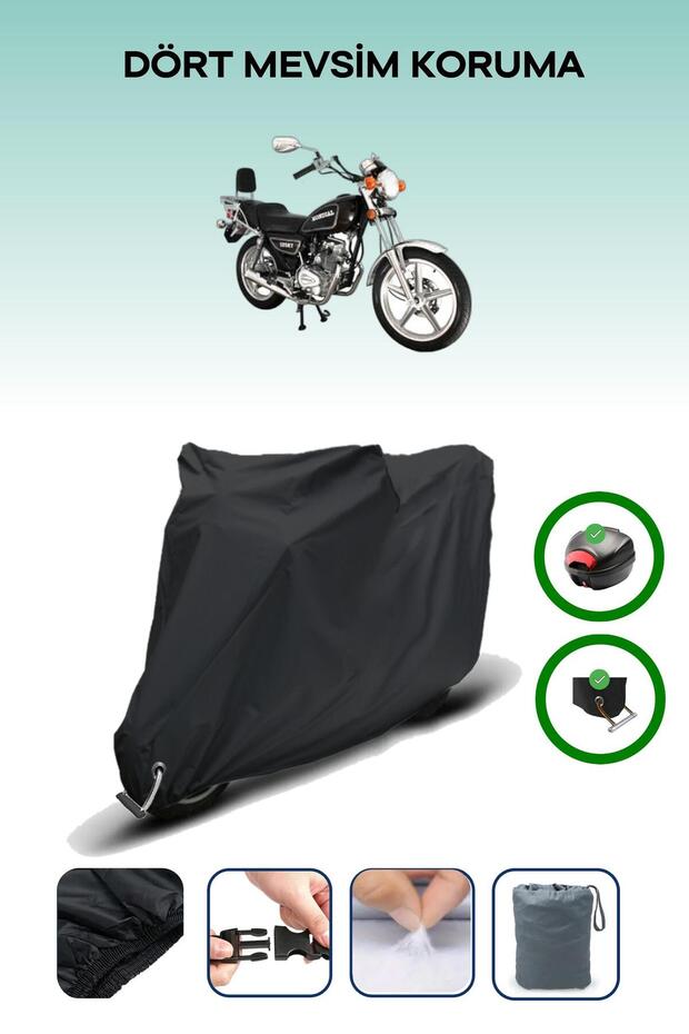 Black Rear Bag and Lock Compatible Mondial 125 Ukt Compatible Motorcycle Tarpaulin