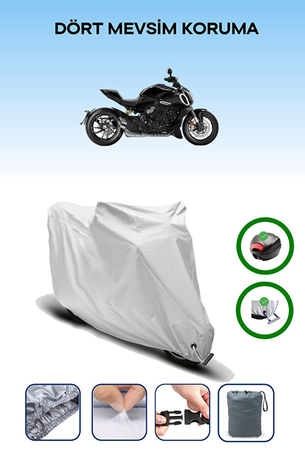 حقيبة خلفية رمادية اللون ومتوافقة مع قماش المحرك المتوافق مع Ducati Diavel V4