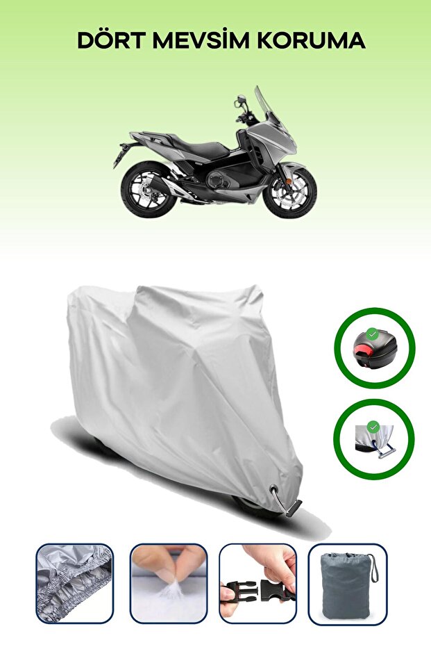 Gray Rear Bag and Lock Compatible Honda Nc 700 Dc Integra Compatible Motor Tarpaulin