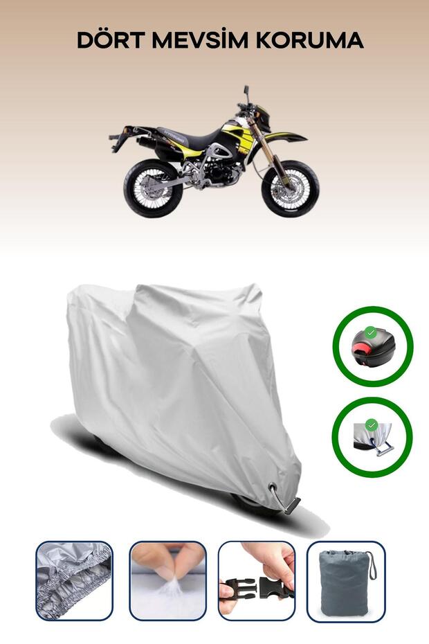 Gray Rear Bag and Lock Compatible with Kanuni Cross 150 Compatible Motorcycle Tarpaulin