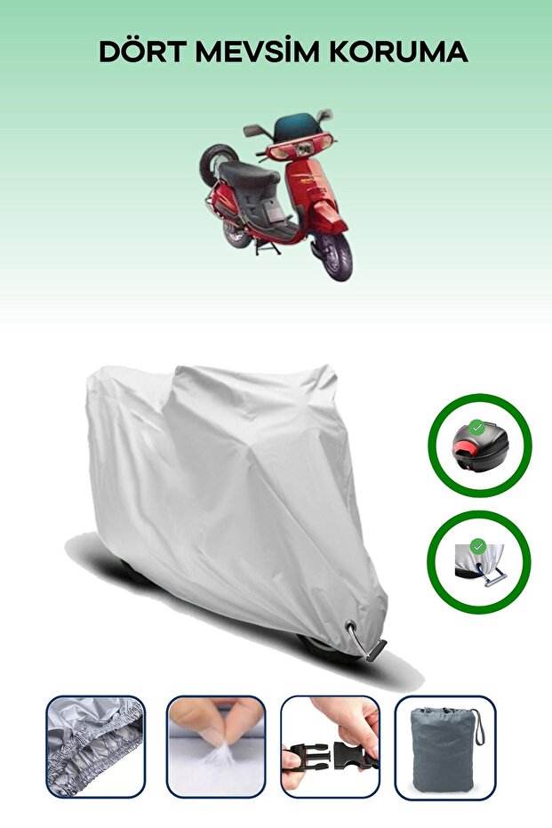 Gray Tail Bag and Lock Compatible Honda Kinetic Dx Compatible Motor Tarpaulin