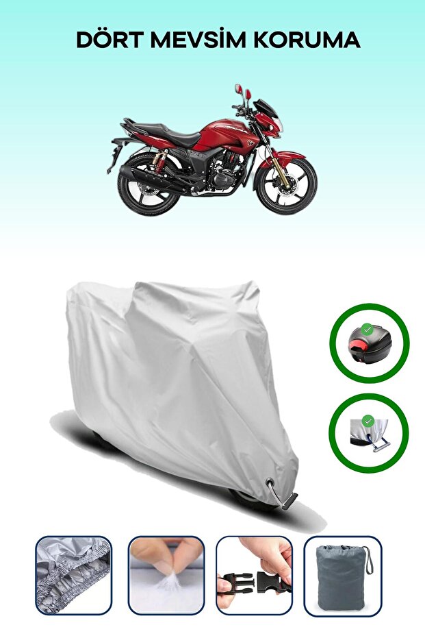 Gray Rear Bag and Lock Compatible Hero Hunk Compatible Motorcycle Tarpaulin