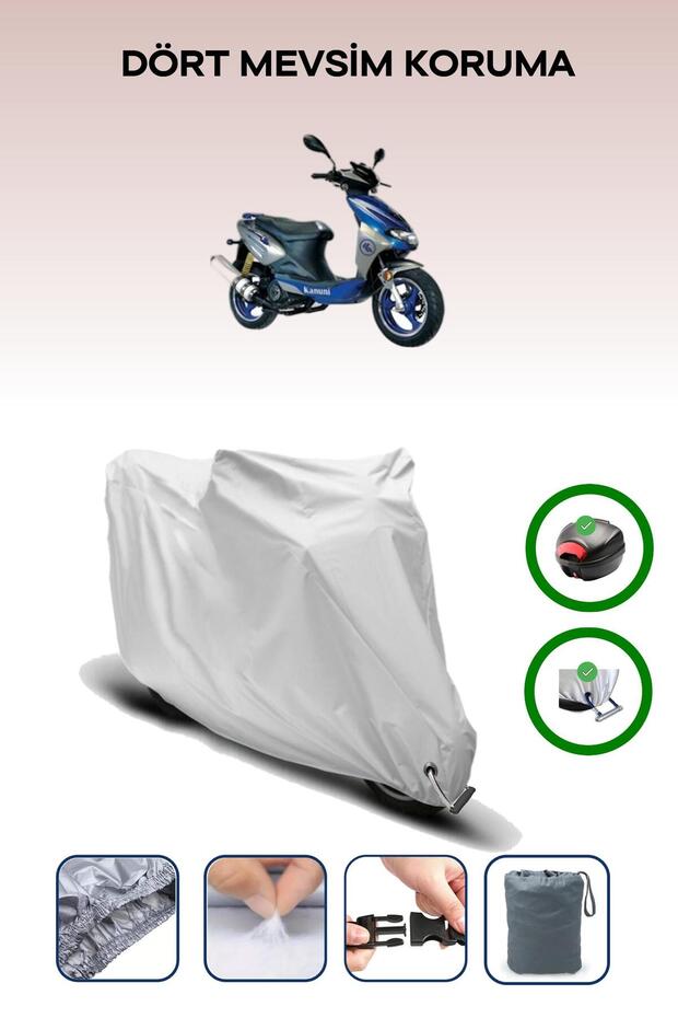 Gray Rear Bag and Lock Compatible Kanuni Hussar 125 Compatible Motorcycle Cover