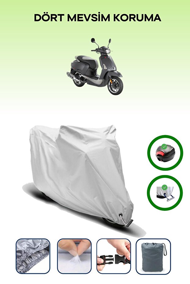 Gray Rear Bag and Lock Compatible Kymco Like S 125 Compatible Motorcycle Cover