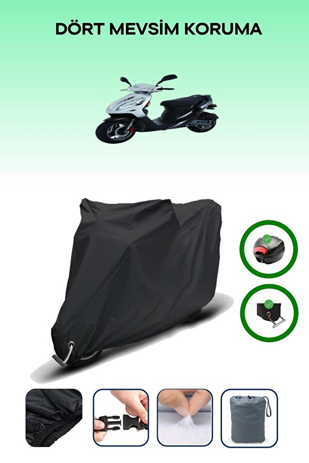 Black Rear Bag and Lock Compatible Sym Jet 100 Compatible Engine Cover