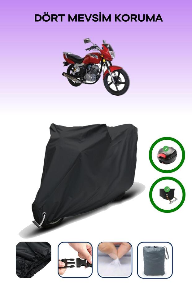 Black Rear Bag and Lock Compatible Kuba Kh125-12D Compatible Motor Tarpaulin