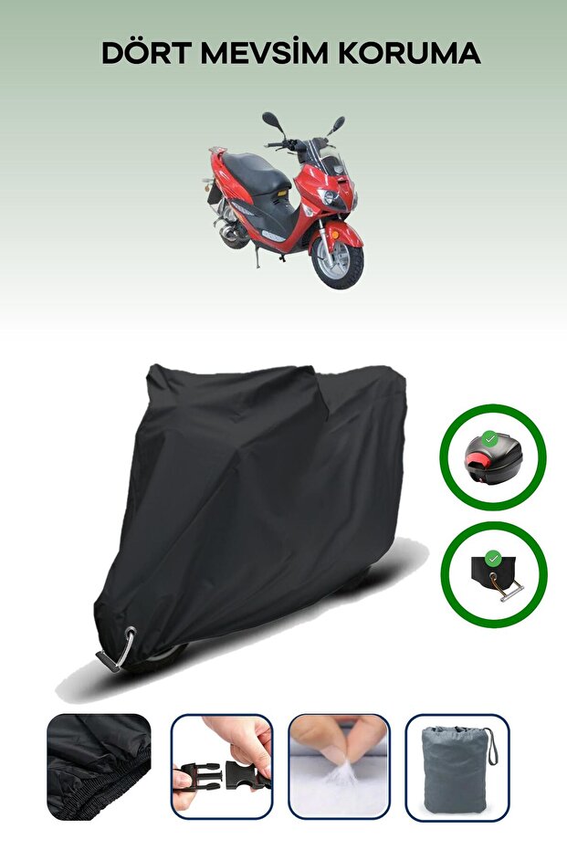 Black Rear Bag and Lock Compatible Asian as 150 t 5A Compatible Motorcycle Tarpaulin