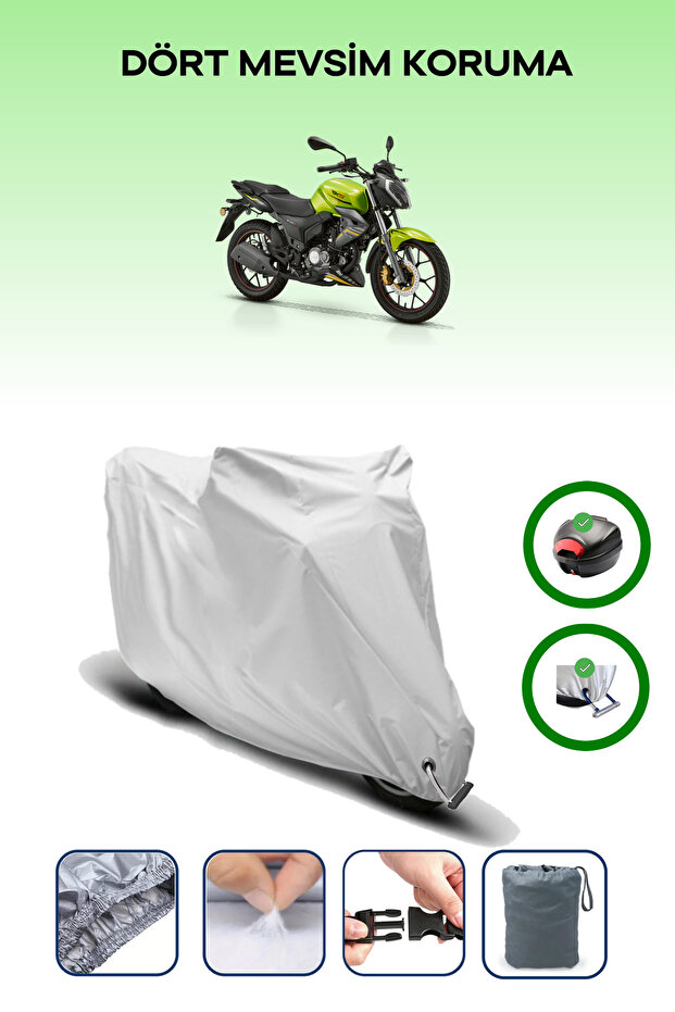 Gray Rear Bag and Lock Compatible Rks Rk125-S Compatible Motorcycle Tarpaulin