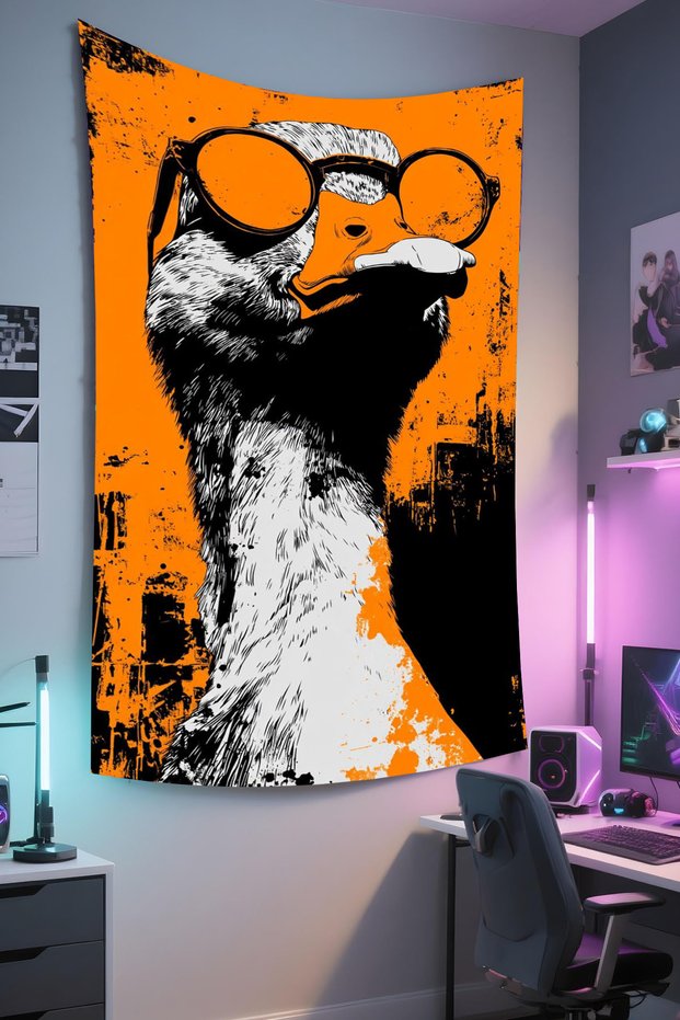 Gamer Wall Cloth, Playstation Xbox – Animal Themed, High-Quality Fabric, Tapestry Wall Carpet