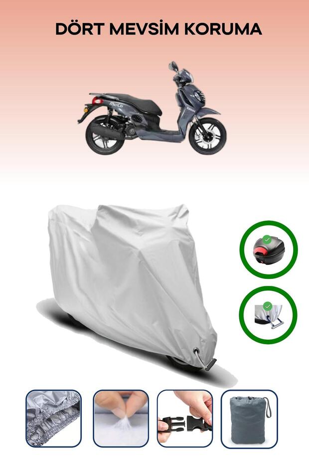 Gray Rear Bag and Lock Compatible Kanuni Merlin S Compatible Motorcycle Cover