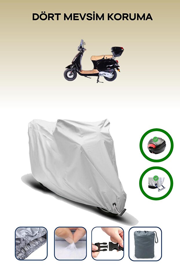 حقيبة خلفية رمادية اللون ومتوافقة مع قماش المحرك المتوافق مع Falcon Cooper 125 EFI