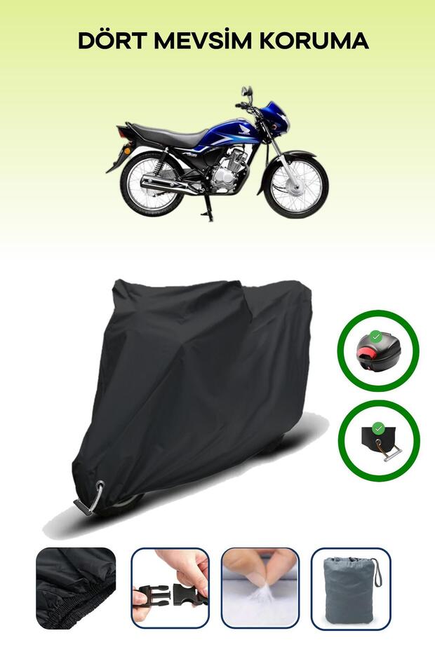 Black Rear Bag and Lock Compatible Honda Cb 125 Ace Compatible Motorcycle Tarpaulin