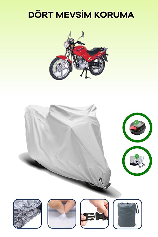 Gray Rear Bag and Lock Compatible Kymco Ck 125 Pulsar Compatible Motorcycle Tarpaulin